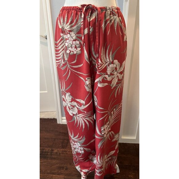Tommy Bahama Women's Med Beach Floral Relax Palms Drawstring 100% Silk Pants - Picture 1 of 8